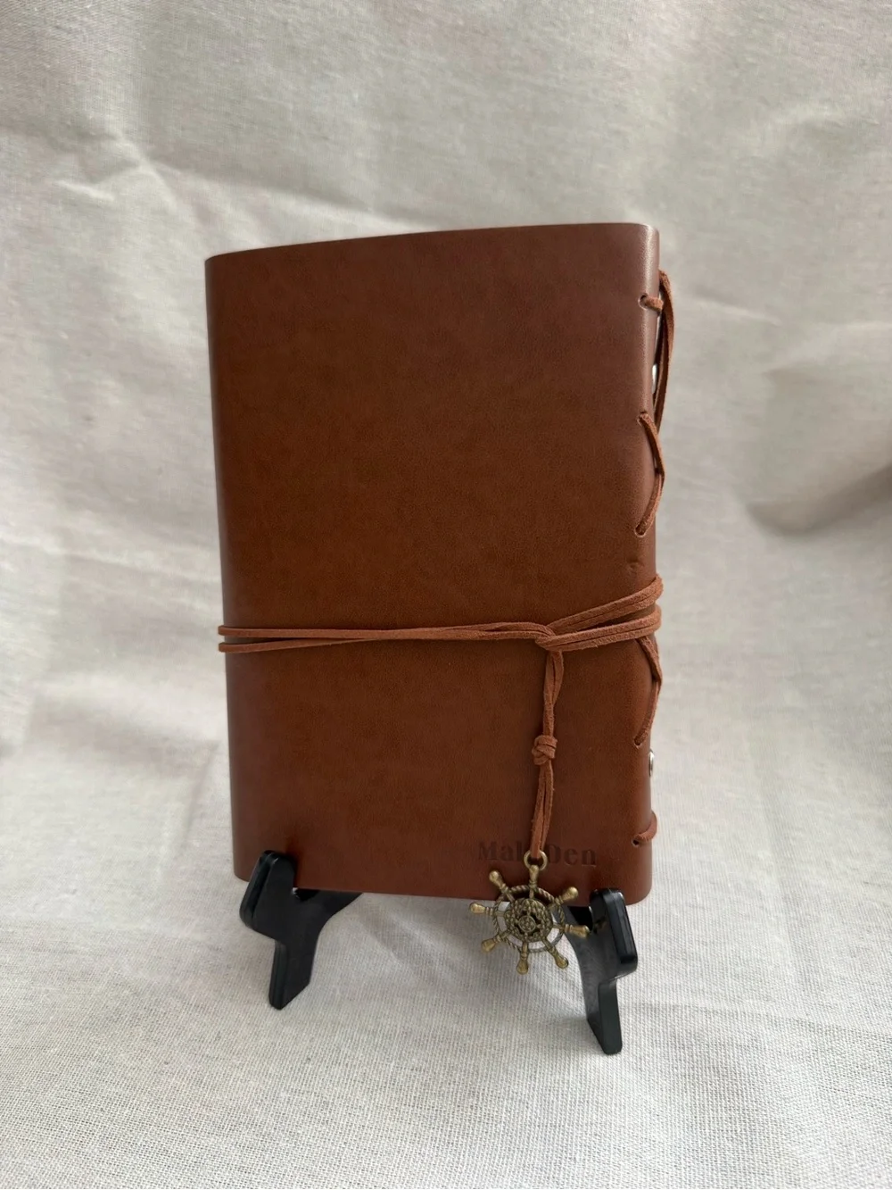 Brown Leather Travel Journal Notebook with Nautical Charm